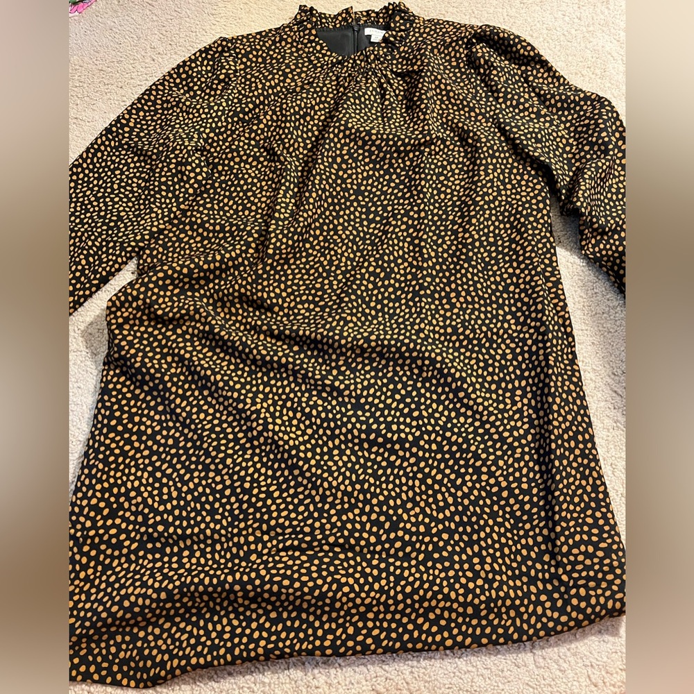 Dot Print Dress with Sleeves